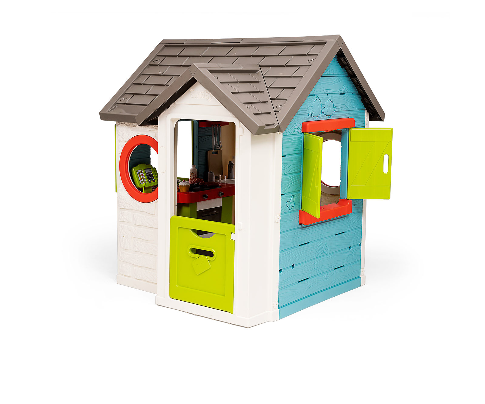 Maison avec restaurant de jardin Chef House Smoby Avec une cuisine et un magasin avec une caisse 38 accessoires à partir de 2 ans