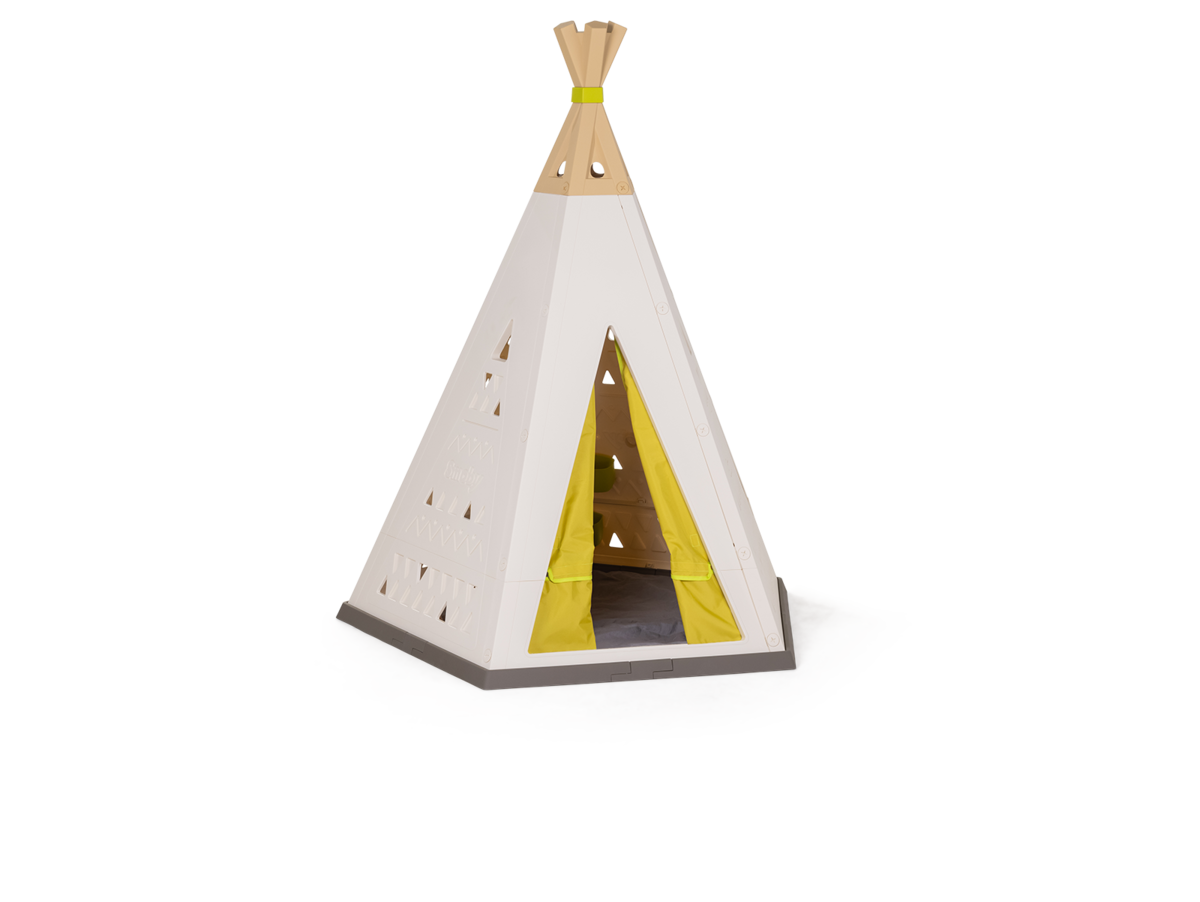 Teepee évolutif Indoor&Outdoor Smoby Naturel Réglable en hauteur de 159 à 184 cm avec un rideau en tissu, filtre UV de 2 à 8 ans.